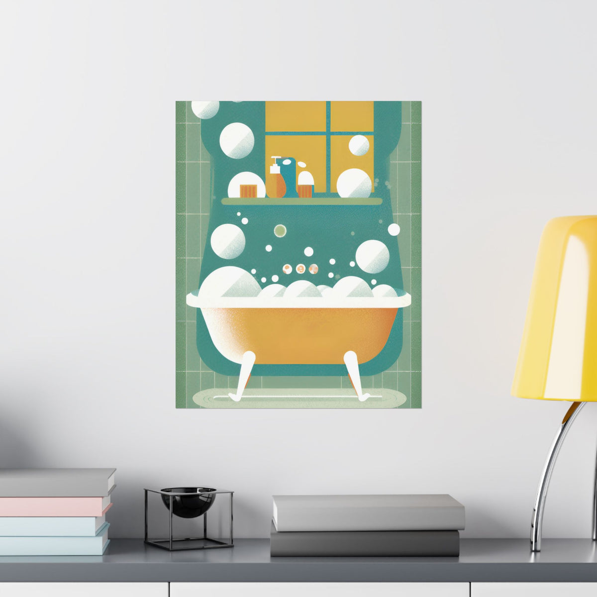 Bathroom Bubble Bath Poster — Matte Vertical Home Wall Art