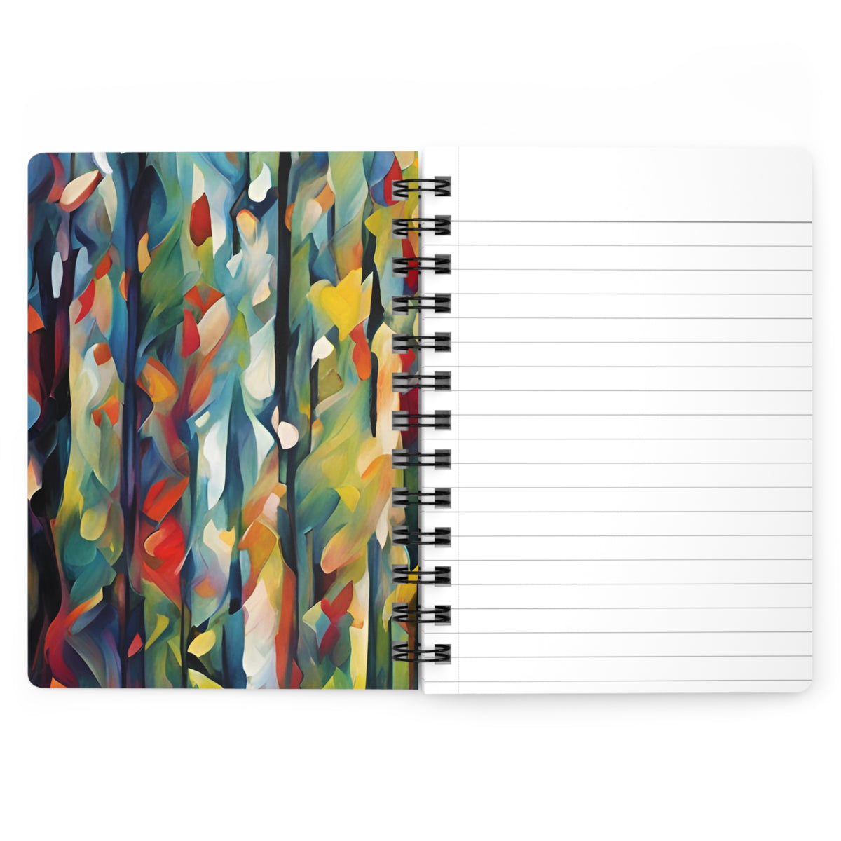 Abstract Forest Spiral Notebook — Colorful Autumn Vibes Journal