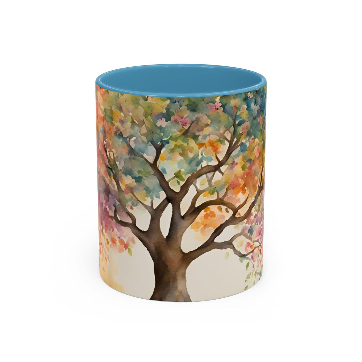 Watercolor Tree Accent Coffee Mug — Colorful Nature Art 11/15oz