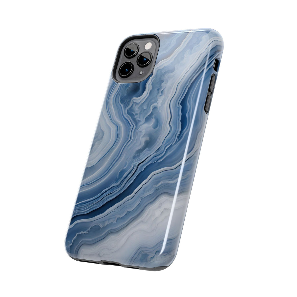 Blue Lace Agate Tough Phone Case — Marble Stone Protective Phone Cover