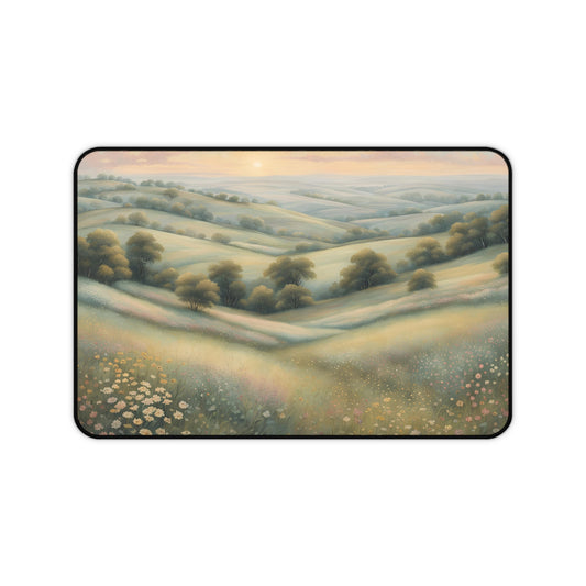 Desk Mat — Serene Sunrise Meadow Landscape Desk Mat