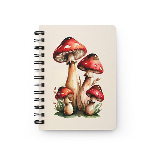 Mushroom Watercolor Spiral Journal — Vintage Mushrooms Notebook for Nature Lovers