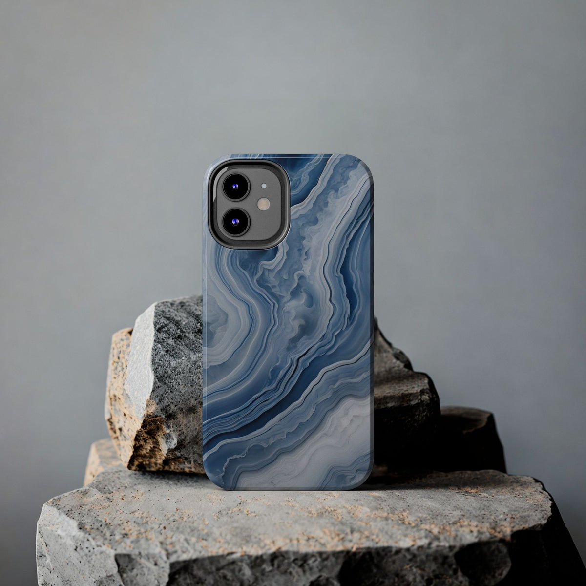 Blue Lace Agate Tough Phone Case — Marble Stone Protective Phone Cover