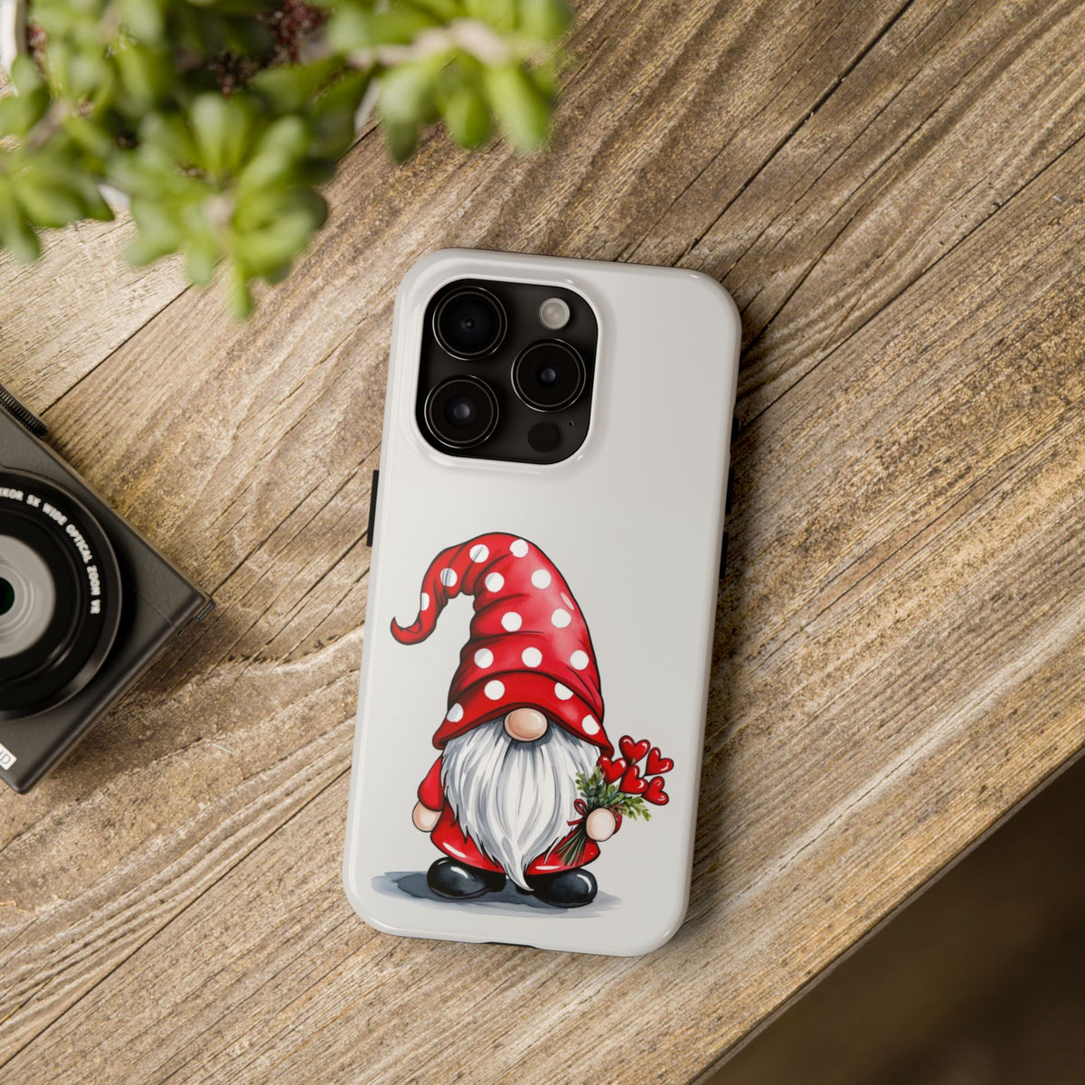 Valentine Gnome Phone Case — Cute Polka Dot Red Gnome Protective Case