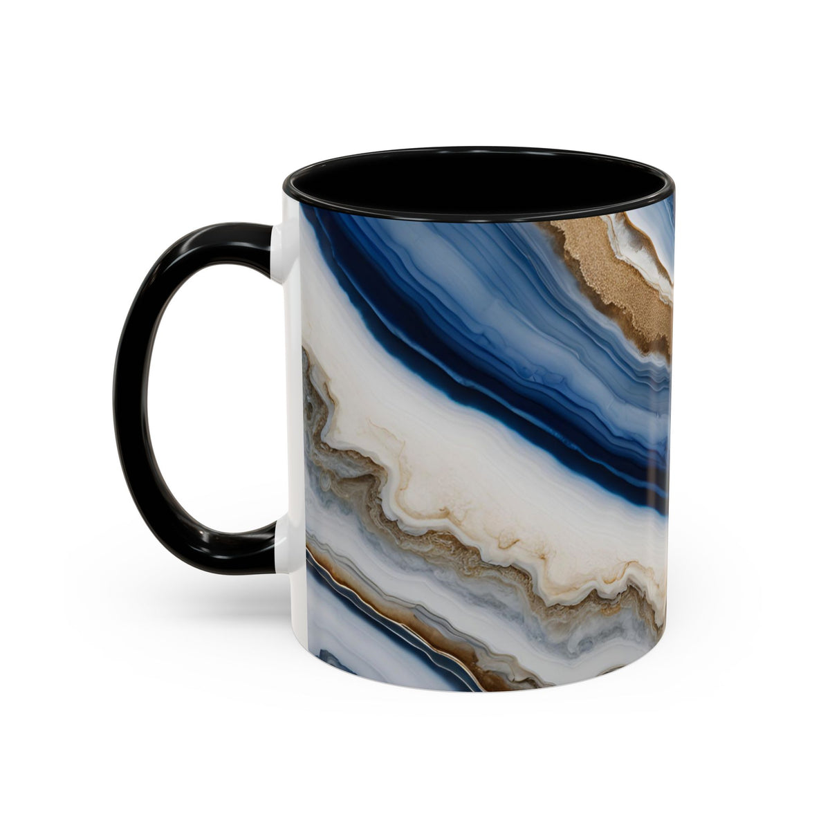 Blue Agate Accent Coffee Mug — Marble Stone Pattern 11/15oz