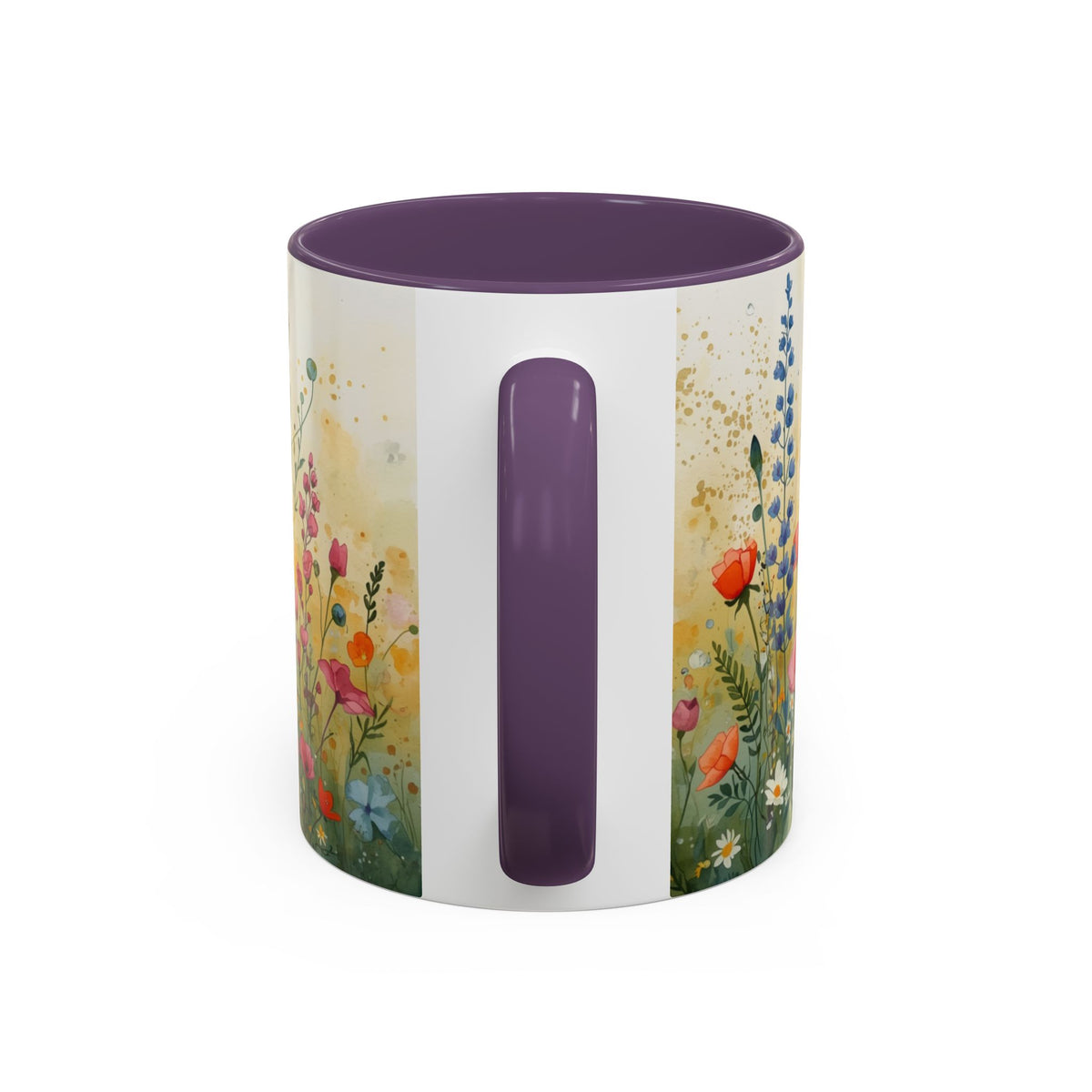 Floral Meadow Accent Coffee Mug — Watercolor Wildflower 11/15oz