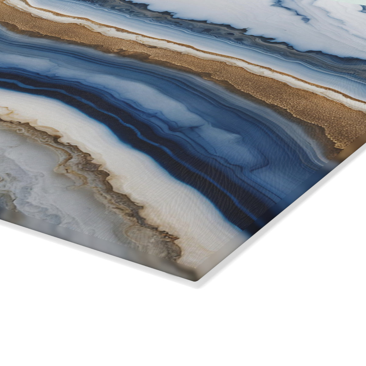 Glass Cutting Board - Blue & Gold Agate Pattern Decorative Chopping Board