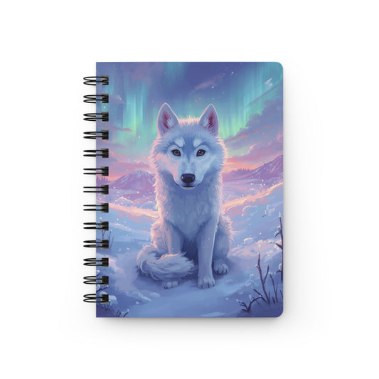 Arctic Wolf Spiral Journal — Northern Lights Notebook for Nature Lovers