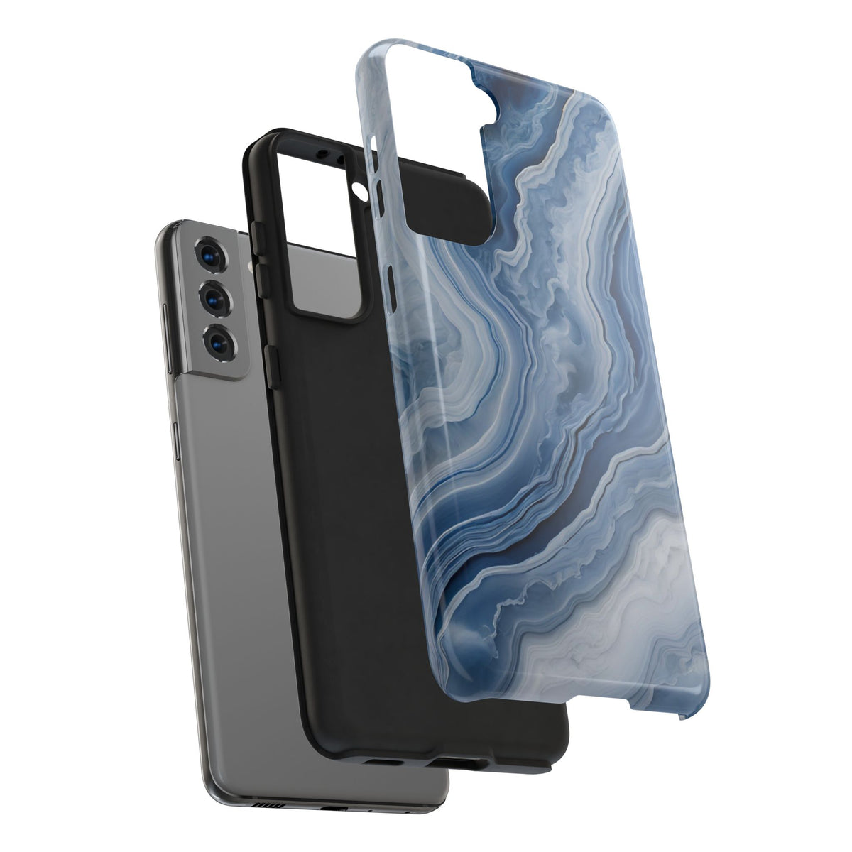 Blue Lace Agate Tough Phone Case — Marble Stone Protective Phone Cover