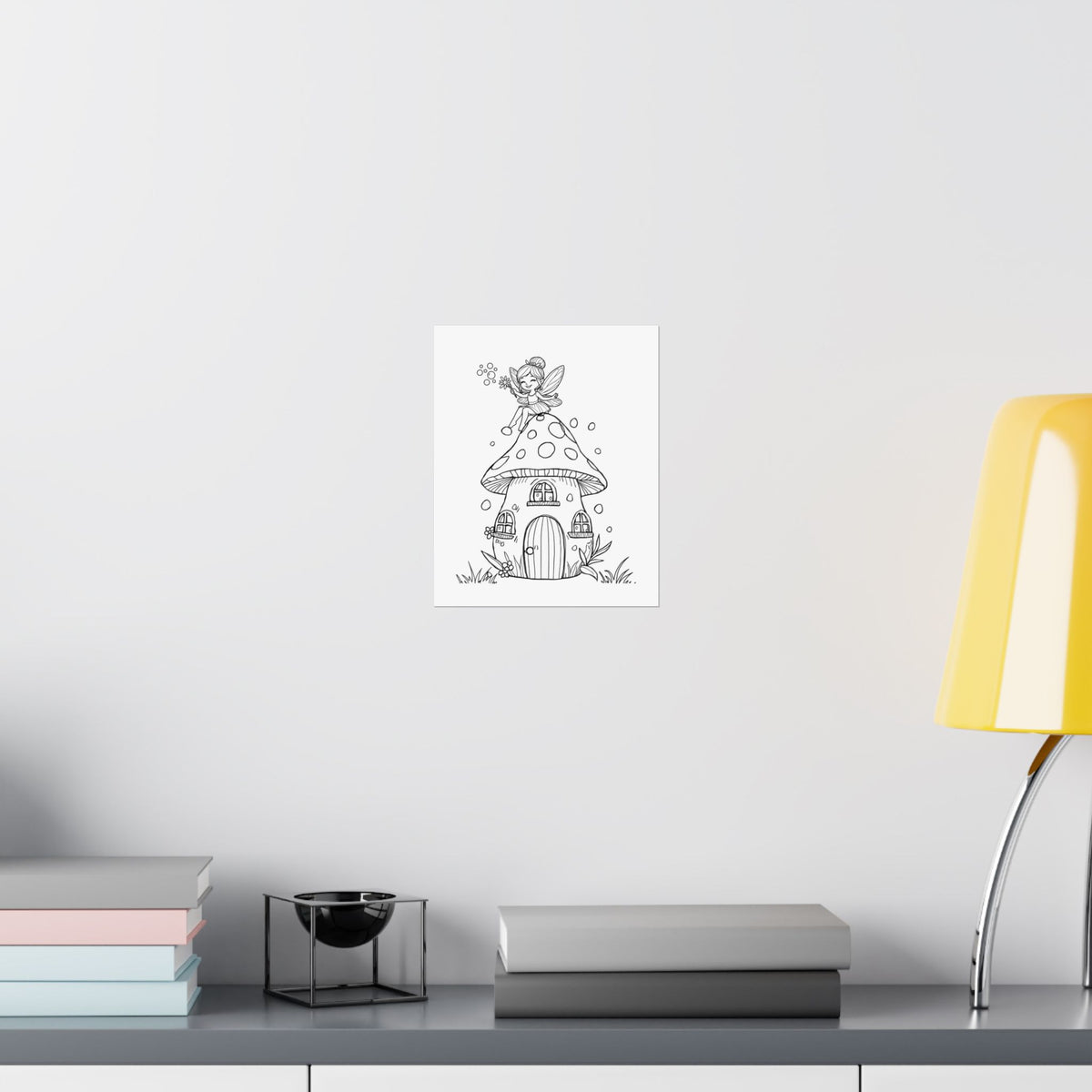 Color Your Own Fairy Poster — Cute Black & White Kids Wall Art