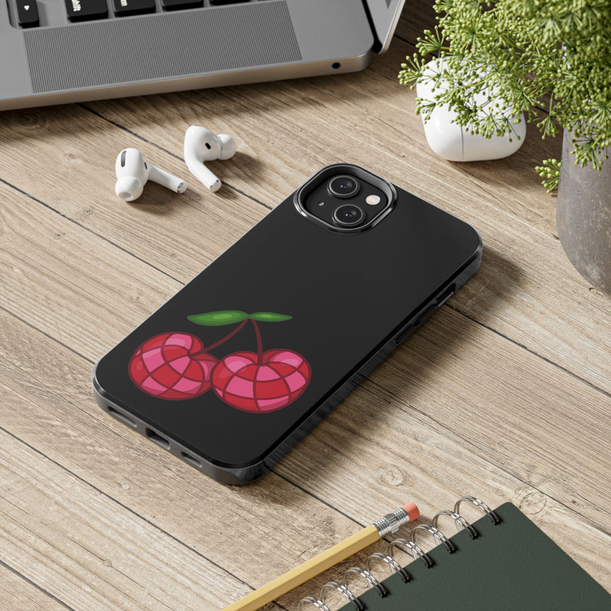 Cherries Tough Phone Case — Mosaic Cherries Design
