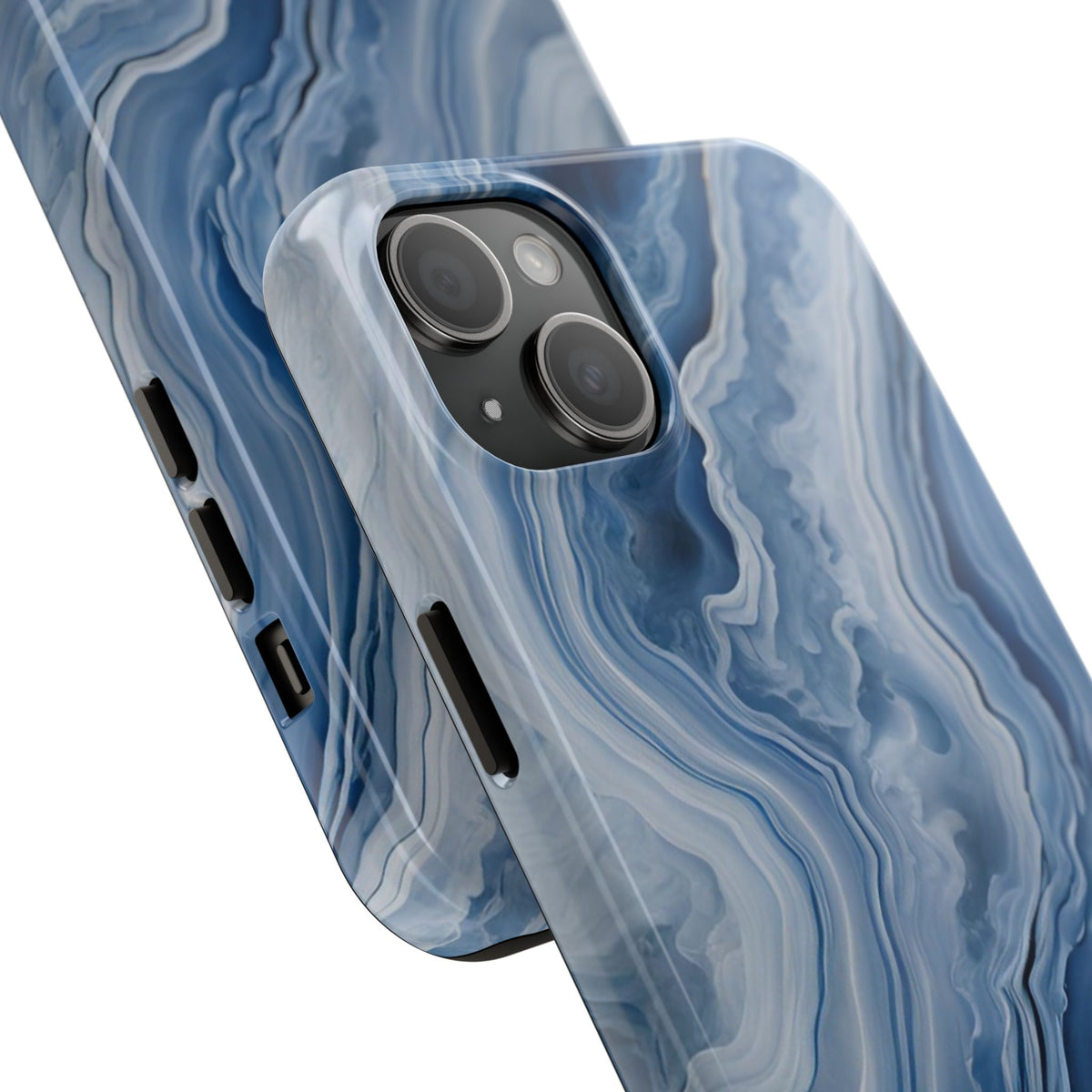 Blue Lace Agate Tough Phone Case — Marble Stone Protective Phone Cover
