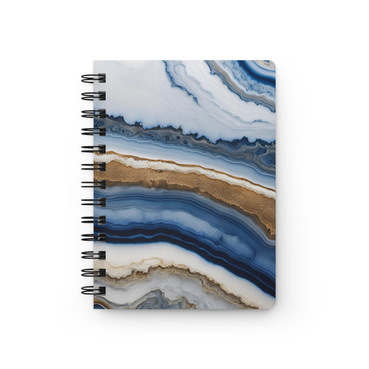 Blue & Gold Agate Spiral Notebook – Marble Journal for Notes & Gifts