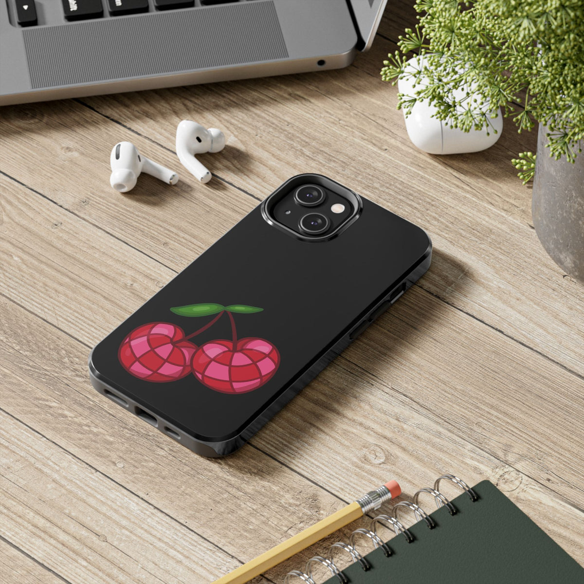 Cherries Tough Phone Case — Mosaic Cherries Design