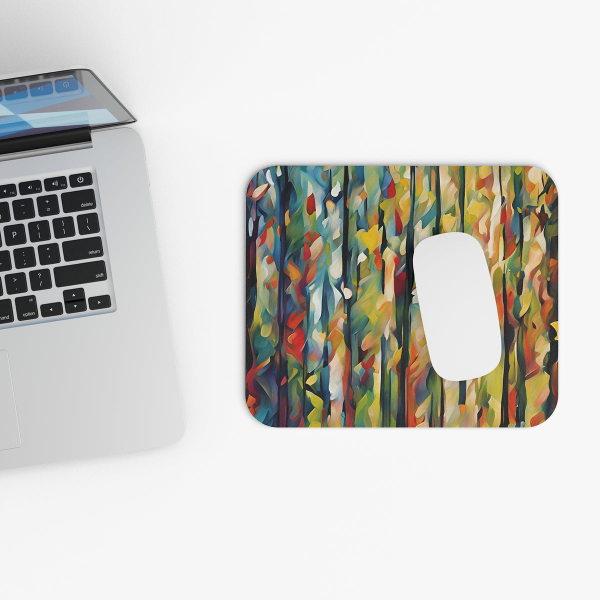 Abstract Forest Mouse Pad — Colorful Autumn Trees