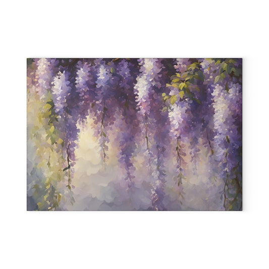 Wisteria Glass Cutting Board – Purple Floral Kitchen Decor
