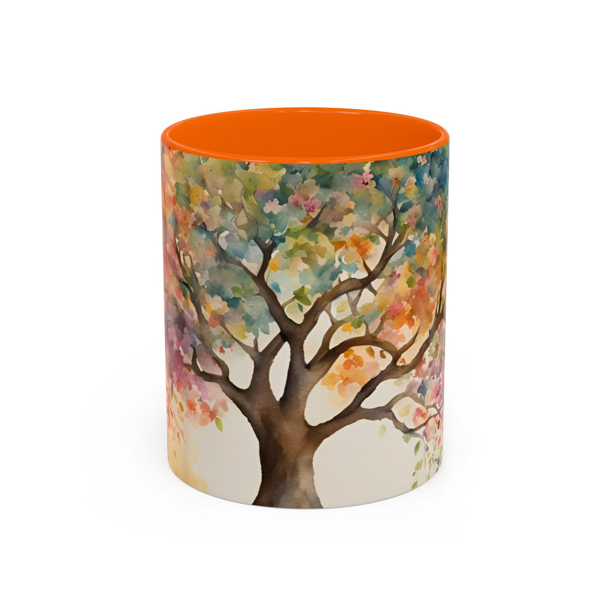 Watercolor Tree Accent Coffee Mug — Colorful Nature Art 11/15oz