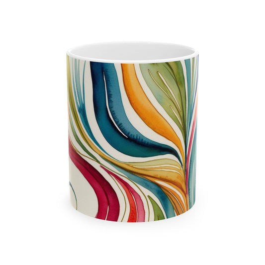 Abstract Color Swirl Ceramic Mug — Vibrant Marbled Design (11oz, 15oz)