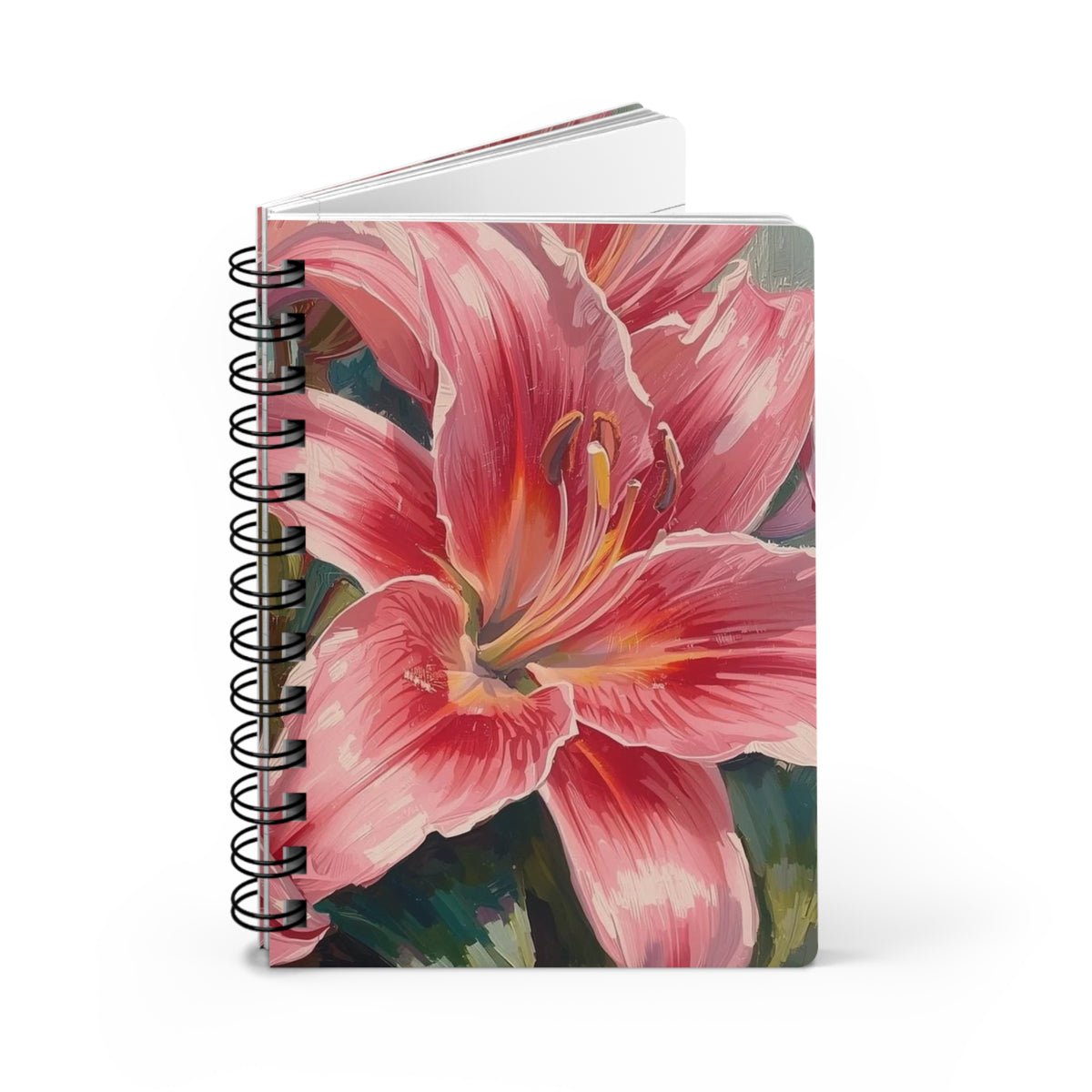 Pink Lily Floral Spiral Bound Journal