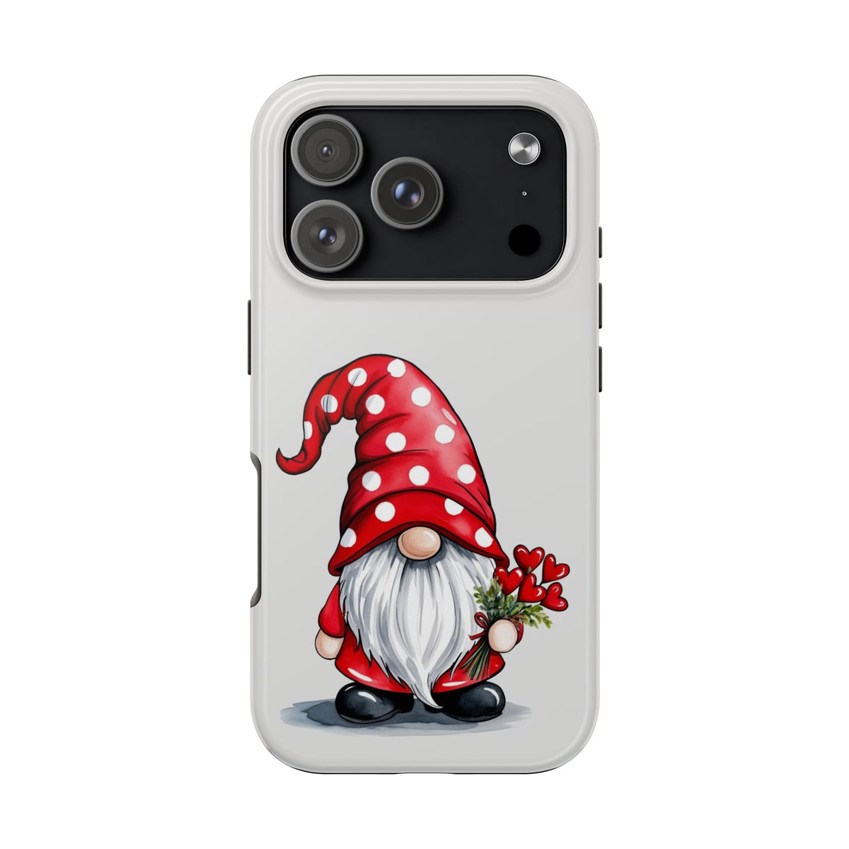 Valentine Gnome Phone Case — Cute Polka Dot Red Gnome Protective Case