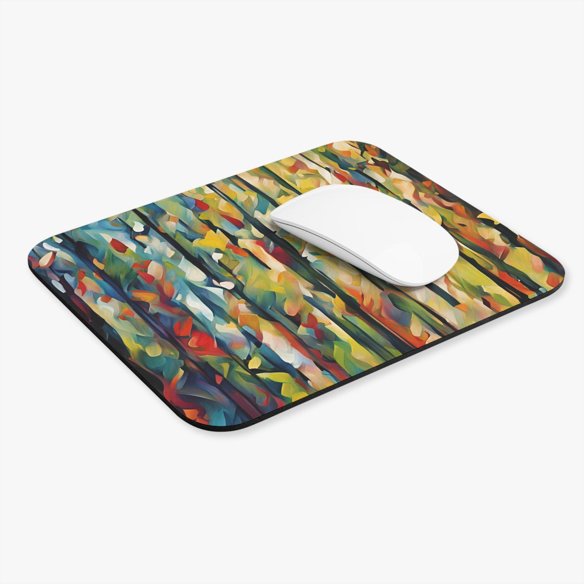 Abstract Forest Mouse Pad — Colorful Autumn Trees