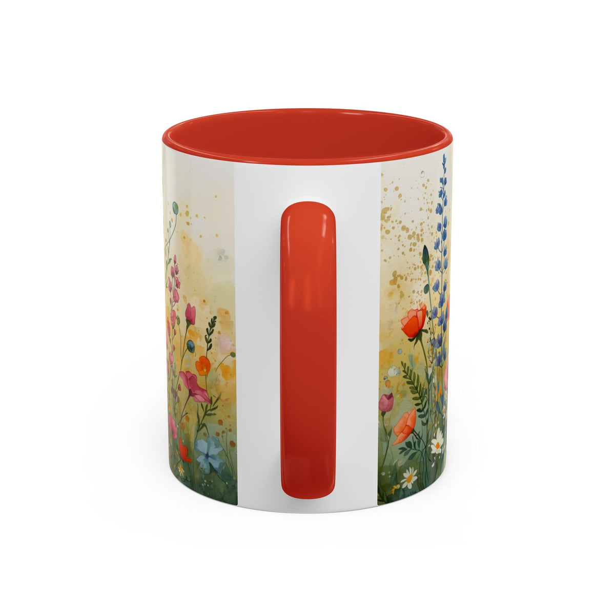 Floral Meadow Accent Coffee Mug — Watercolor Wildflower 11/15oz