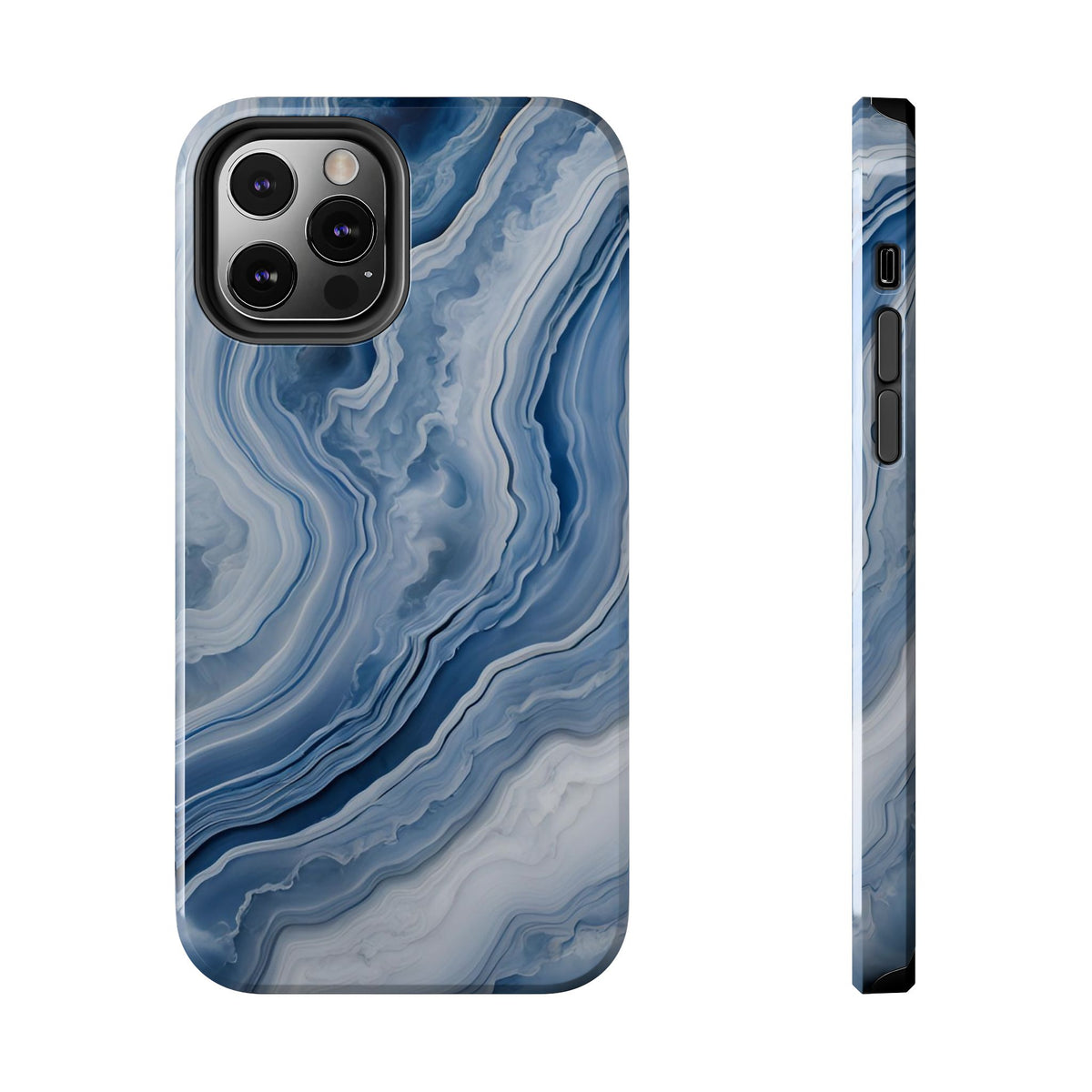 Blue Lace Agate Tough Phone Case — Marble Stone Protective Phone Cover