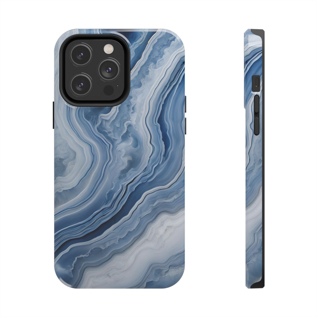 Blue Lace Agate Tough Phone Case — Marble Stone Protective Phone Cover
