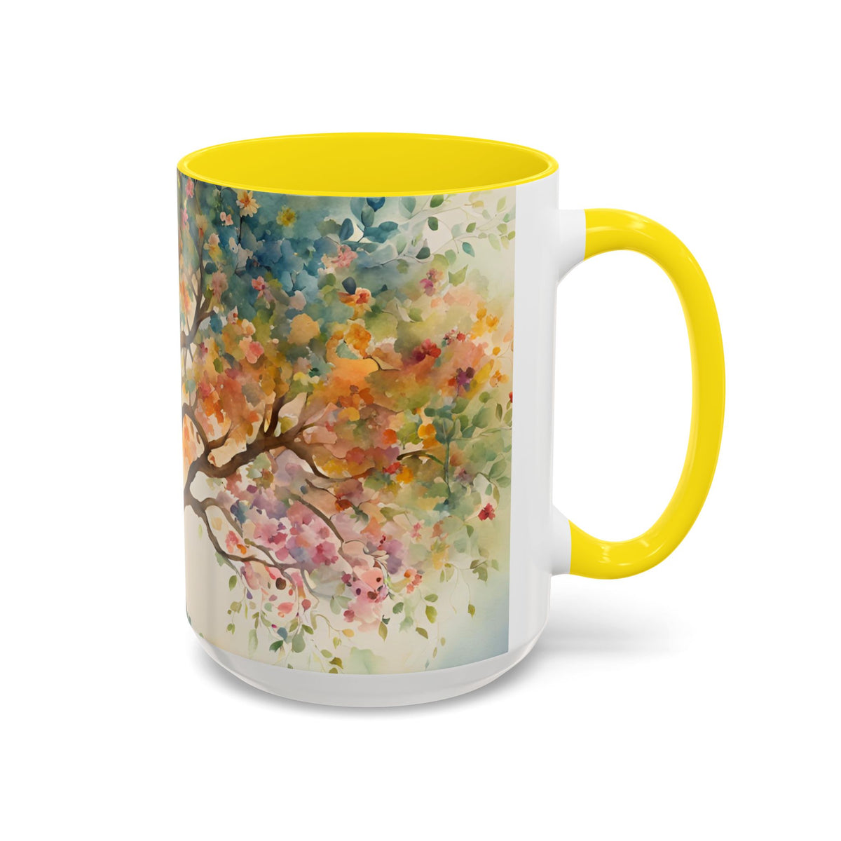 Watercolor Tree Accent Coffee Mug — Colorful Nature Art 11/15oz