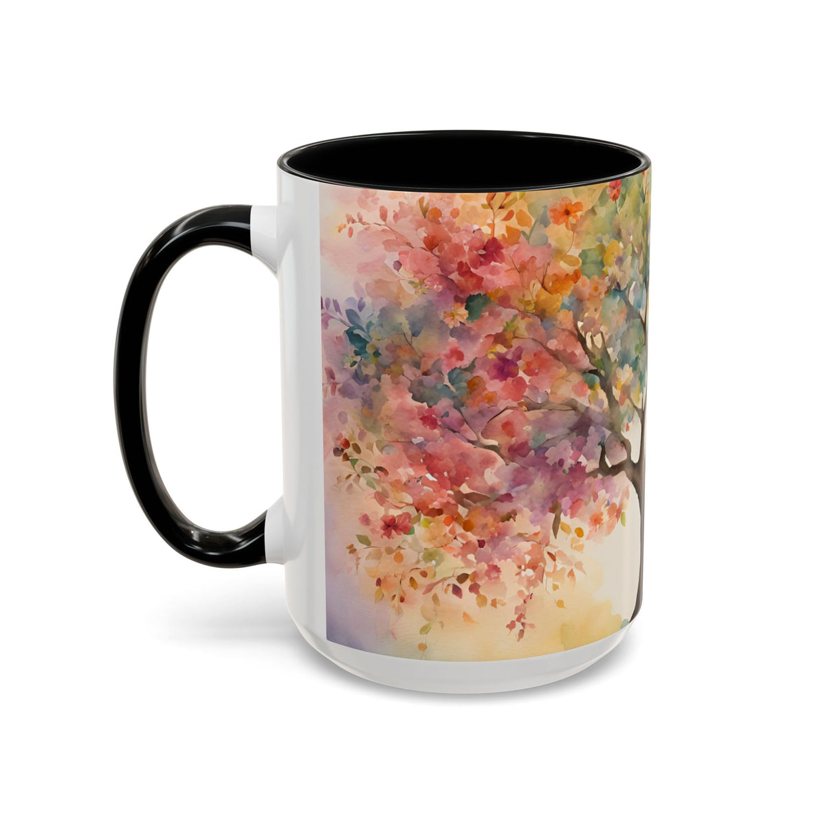Watercolor Tree Accent Coffee Mug — Colorful Nature Art 11/15oz