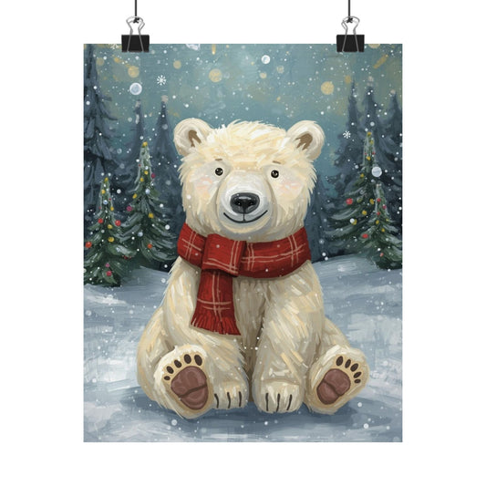 Winter Polar Bear Poster — Cute Christmas Wall Art