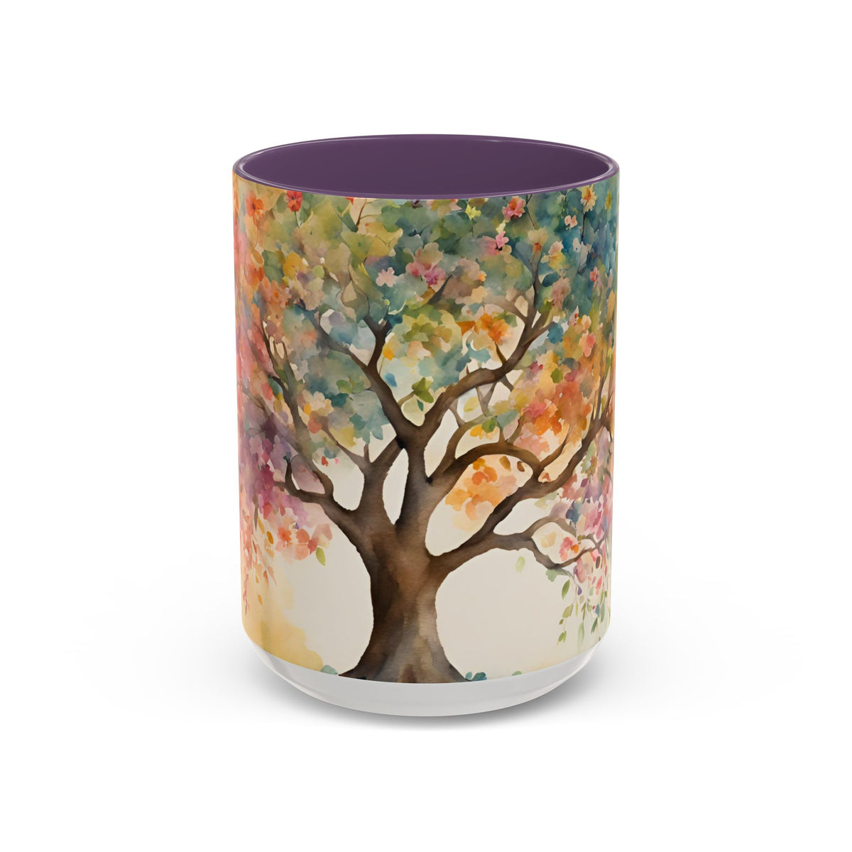 Watercolor Tree Accent Coffee Mug — Colorful Nature Art 11/15oz