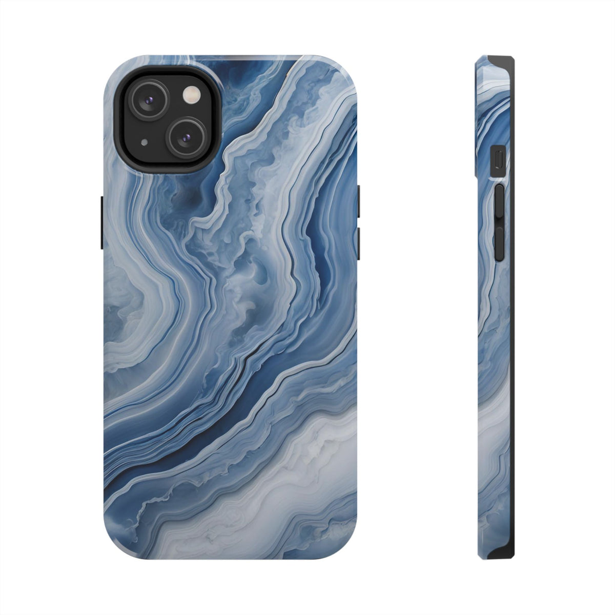 Blue Lace Agate Tough Phone Case — Marble Stone Protective Phone Cover