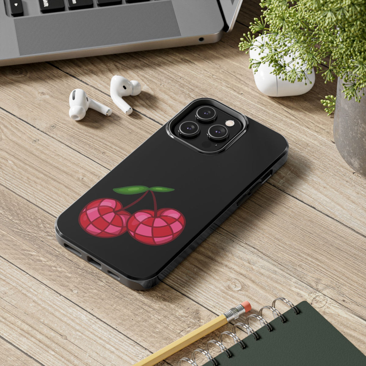 Cherries Tough Phone Case — Mosaic Cherries Design