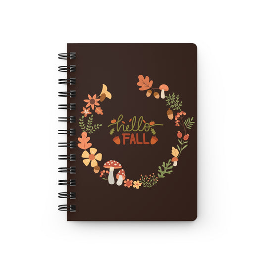 Hello Fall Spiral Journal — Autumn Wreath Notebook for Notes & Gratitude