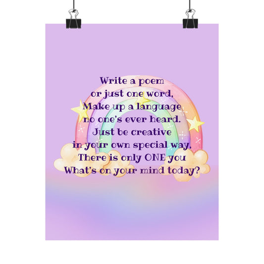 Inspirational Rainbow Poster — "Write a Poem" Matte Vertical Art Print
