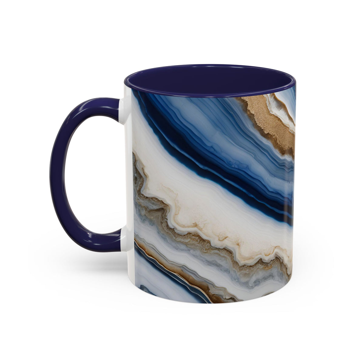 Blue Agate Accent Coffee Mug — Marble Stone Pattern 11/15oz
