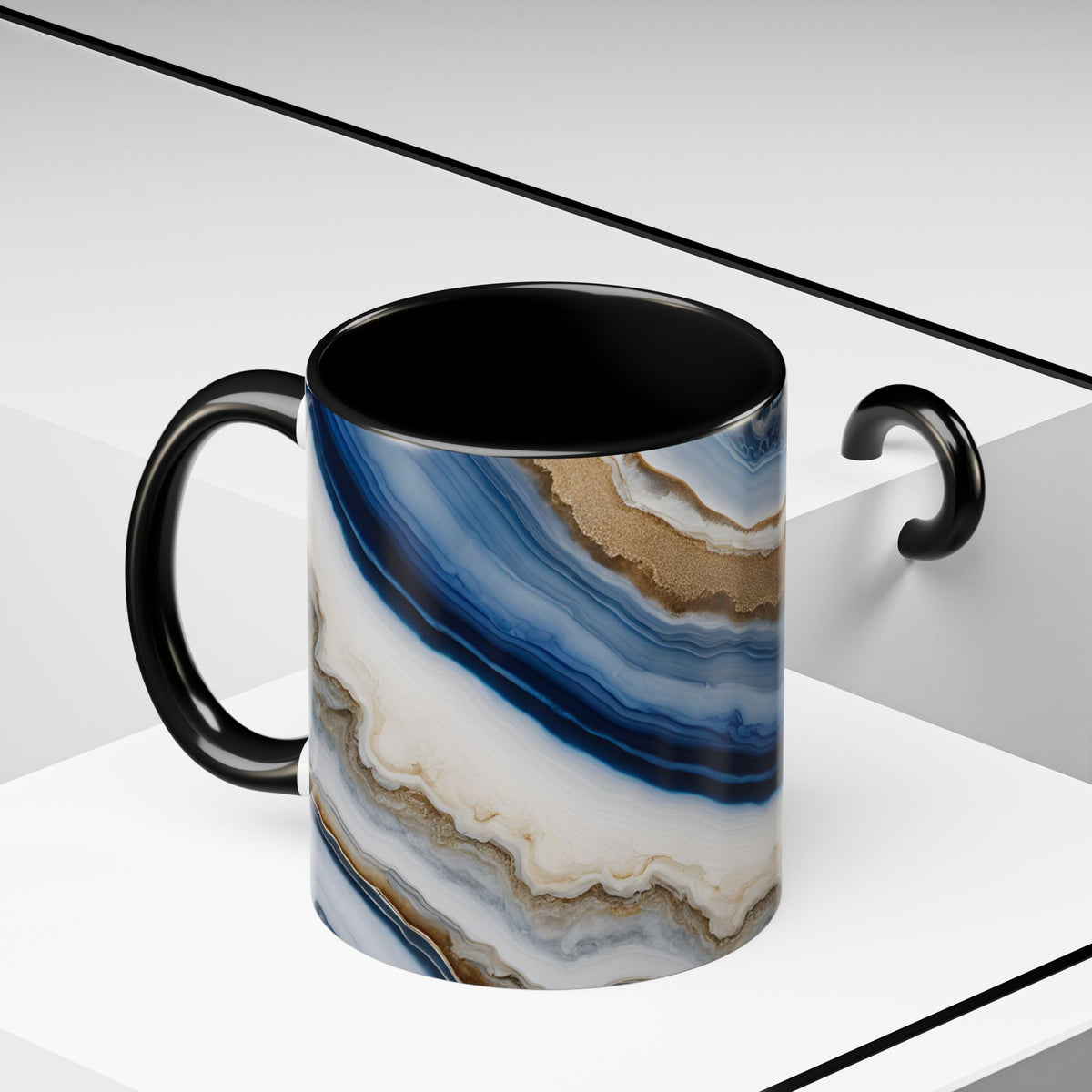 Blue Agate Accent Coffee Mug — Marble Stone Pattern 11/15oz