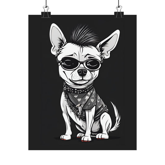 Punk Chihuahua Poster — Matte Vertical Dog Wall Art