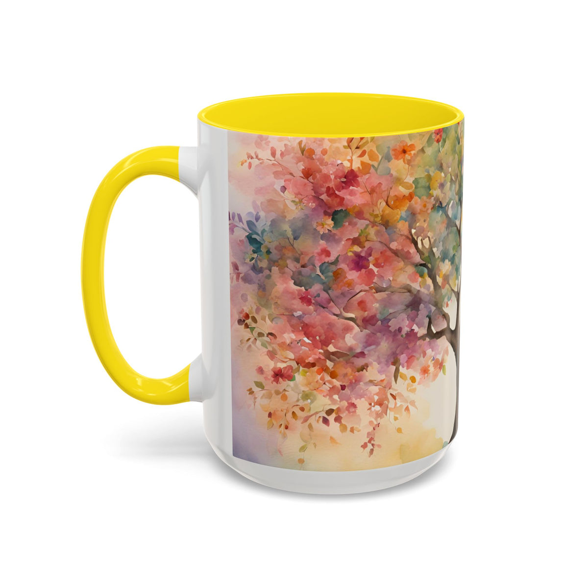 Watercolor Tree Accent Coffee Mug — Colorful Nature Art 11/15oz