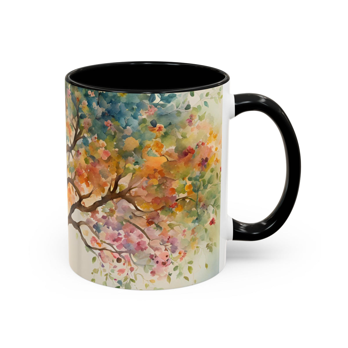 Watercolor Tree Accent Coffee Mug — Colorful Nature Art 11/15oz