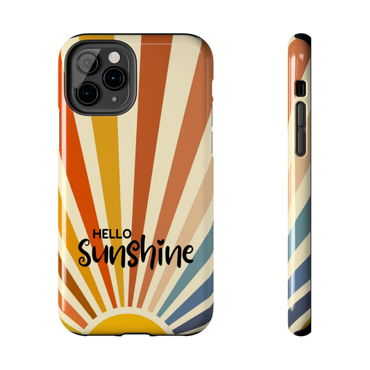 Hello Sunshine Tough Phone Case — Retro Sunburst Protective Phone Cover