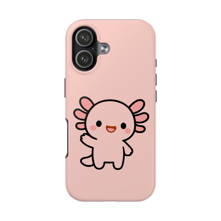 Cute Pink Axolotl Tough Phone Case — Kawaii Protective iPhone Cover
