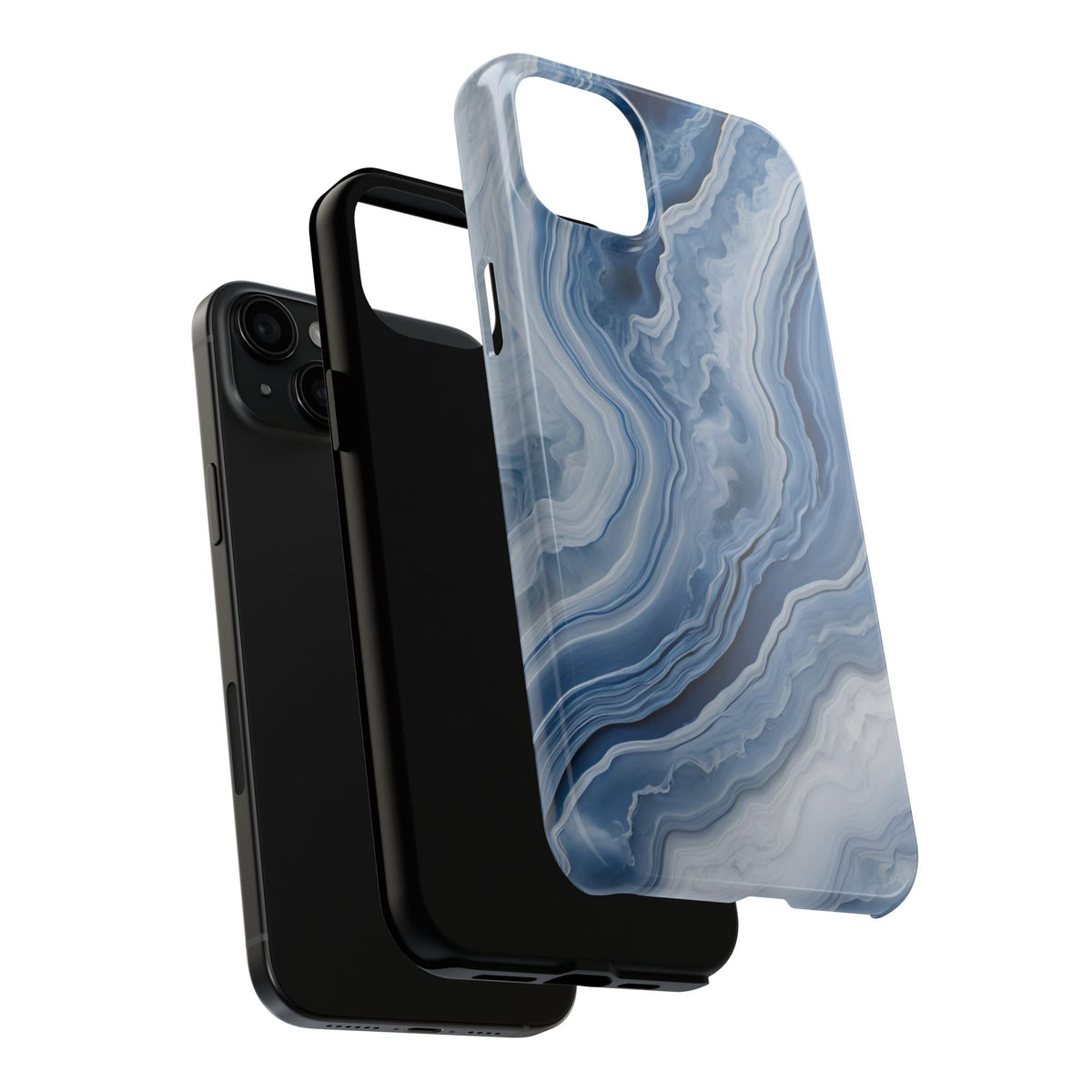 Blue Lace Agate Tough Phone Case — Marble Stone Protective Phone Cover