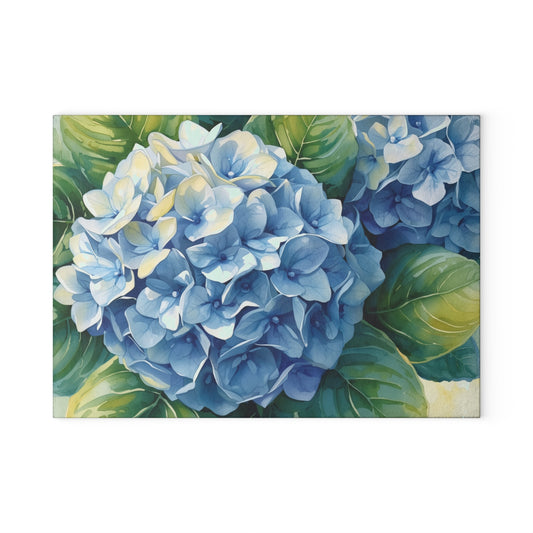 Hydrangea Glass Cutting Board – Floral Decorative Tempered Glass Chopping Board