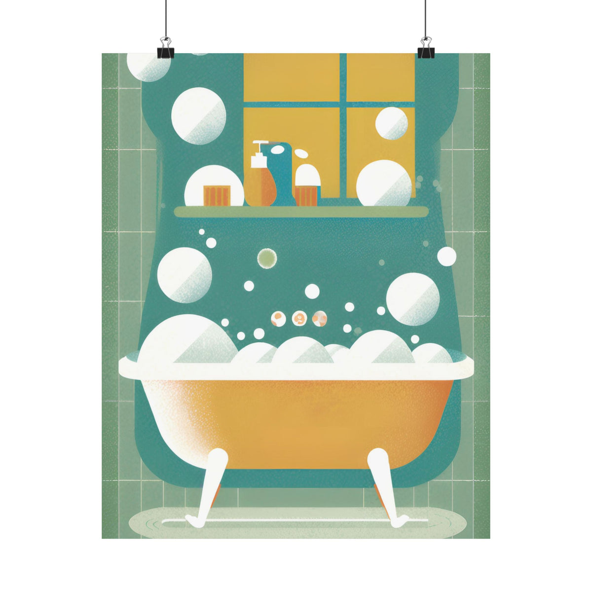 Bathroom Bubble Bath Poster — Matte Vertical Home Wall Art