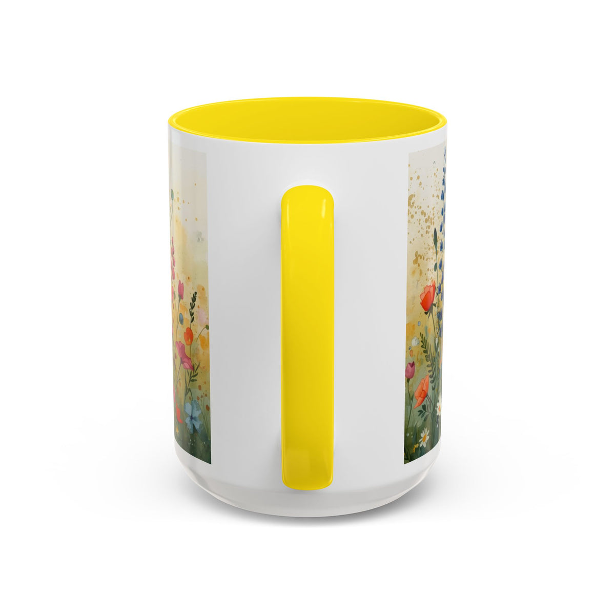 Floral Meadow Accent Coffee Mug — Watercolor Wildflower 11/15oz