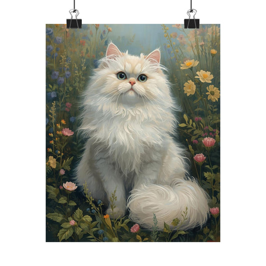 Persian Cat Floral Matte Poster