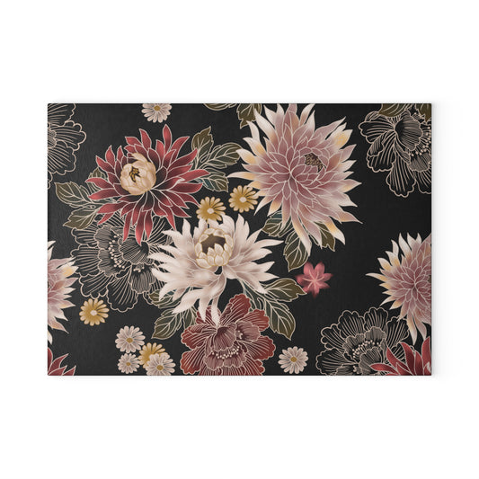 Floral Glass Cutting Board — Vintage Dahlia Kitchen Display Board