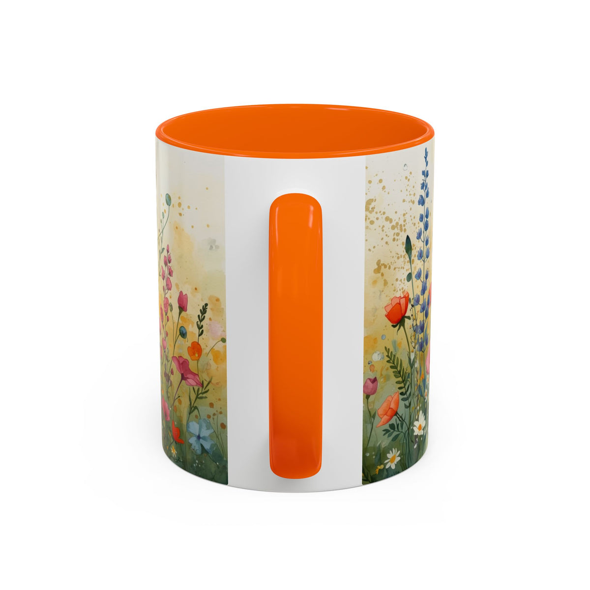 Floral Meadow Accent Coffee Mug — Watercolor Wildflower 11/15oz
